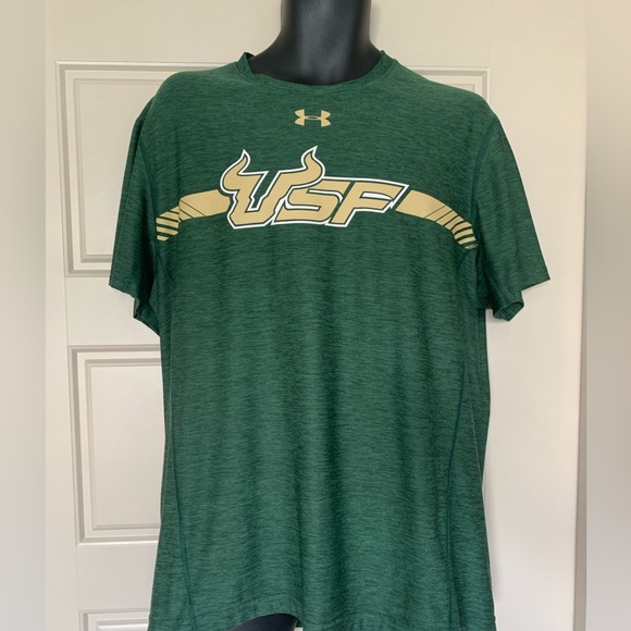 UNDER Armor University of South‎ Florida Men’s shirt, green gold Large - Picture 5 of 10